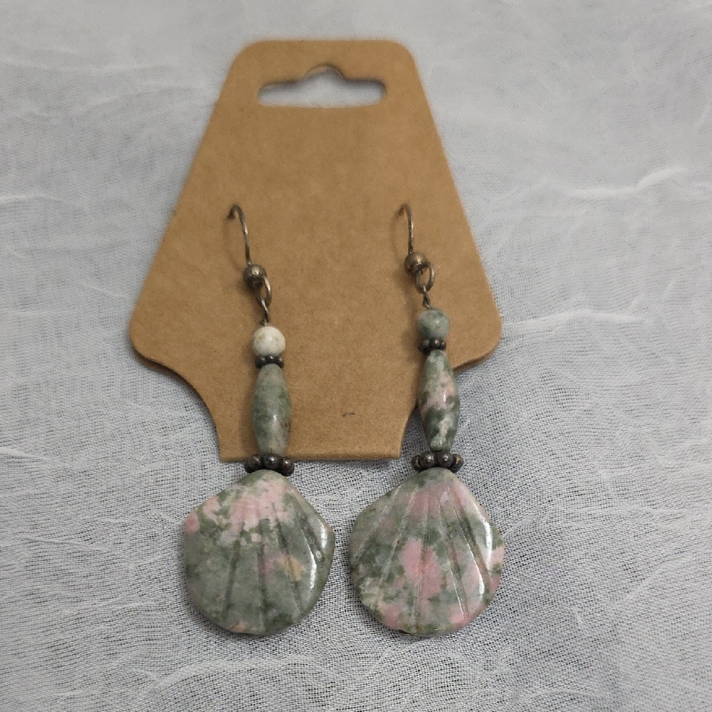 Bohemian Pink and Green Dangle Earrings